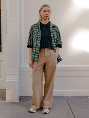 パンツ・ボトムスその他 HUECLOSET Painting Button Wide Pants SE517 Pleated Wide-Leg Pants | GU US