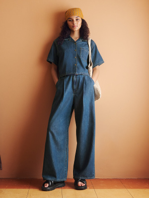 GU公式 | ライトデニムベルテッドワイドパンツ(丈標準70.0～74.0cm)