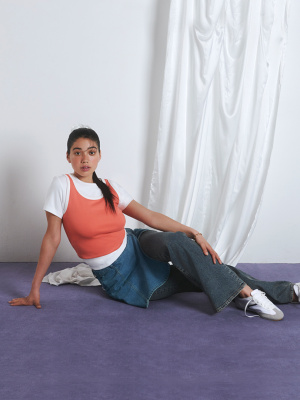 Cotton Blend Cropped Bicolor Tank Top | Dry | GU US