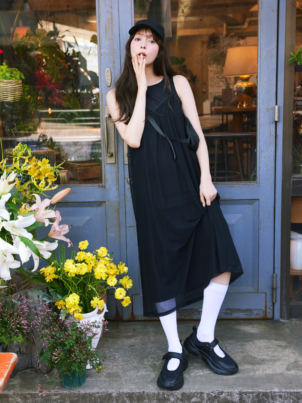 Shop looks for「Washed Ribbed Cropped T-Shirt、Tiered Maxi