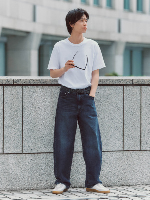 るう ページ （order.7） GU公式 | バレルレッグジーンズ+EC(丈長め78.5cm)