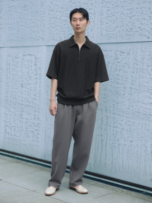 Half Zip Sweat Look T-Shirt | HalfSlv | GU US