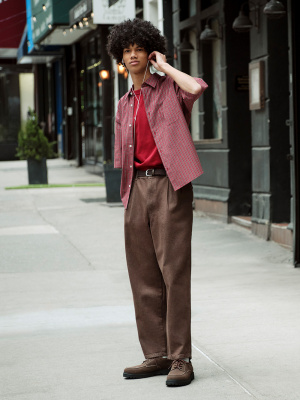 Broadcloth Oversized Checked Shirt | HalfSlv | GU US