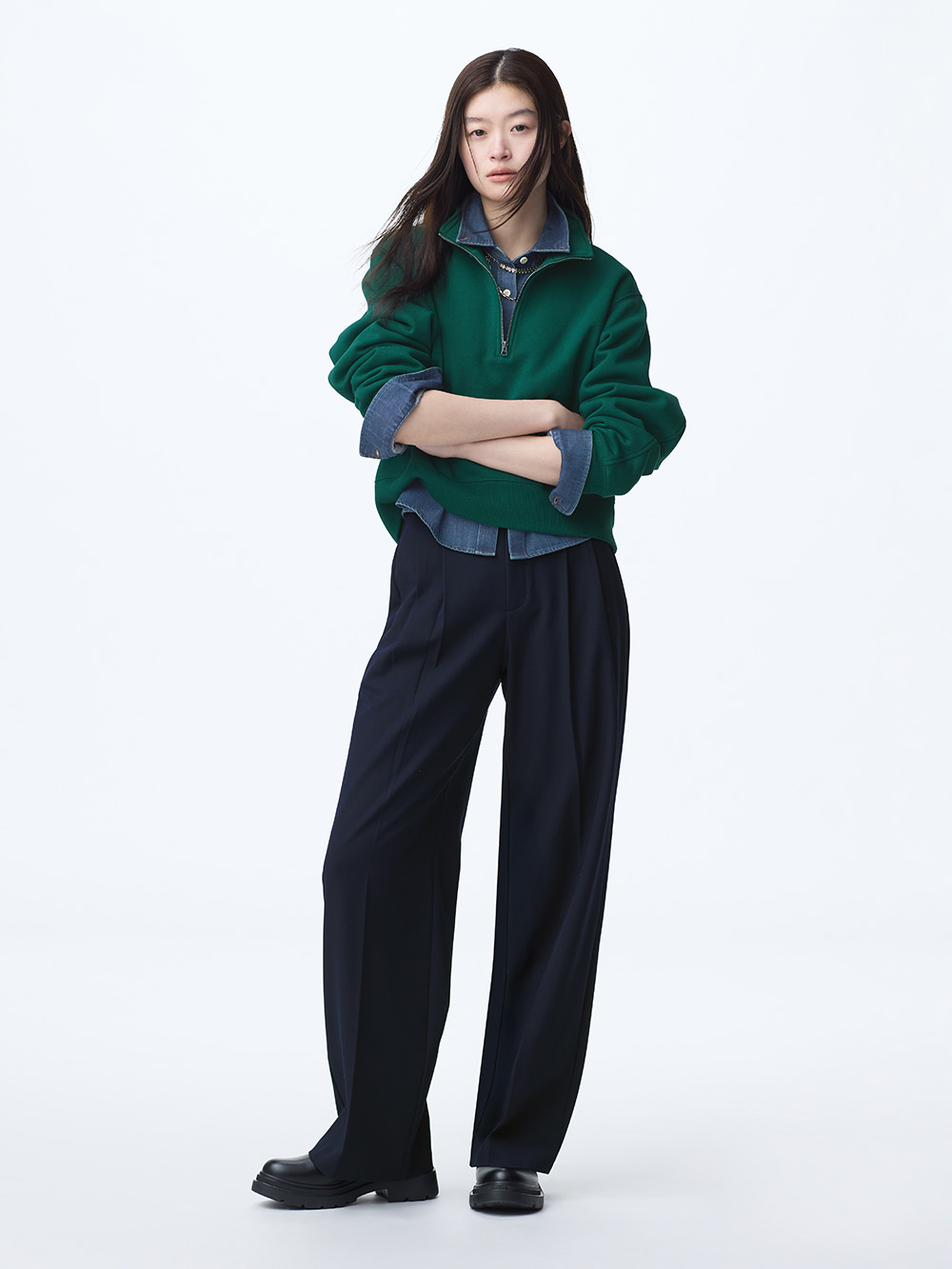 トップス aurge Silky Sweat wide-pullover Mzkdieey Women's Oversized Turtleneck Sweatshirt Drop