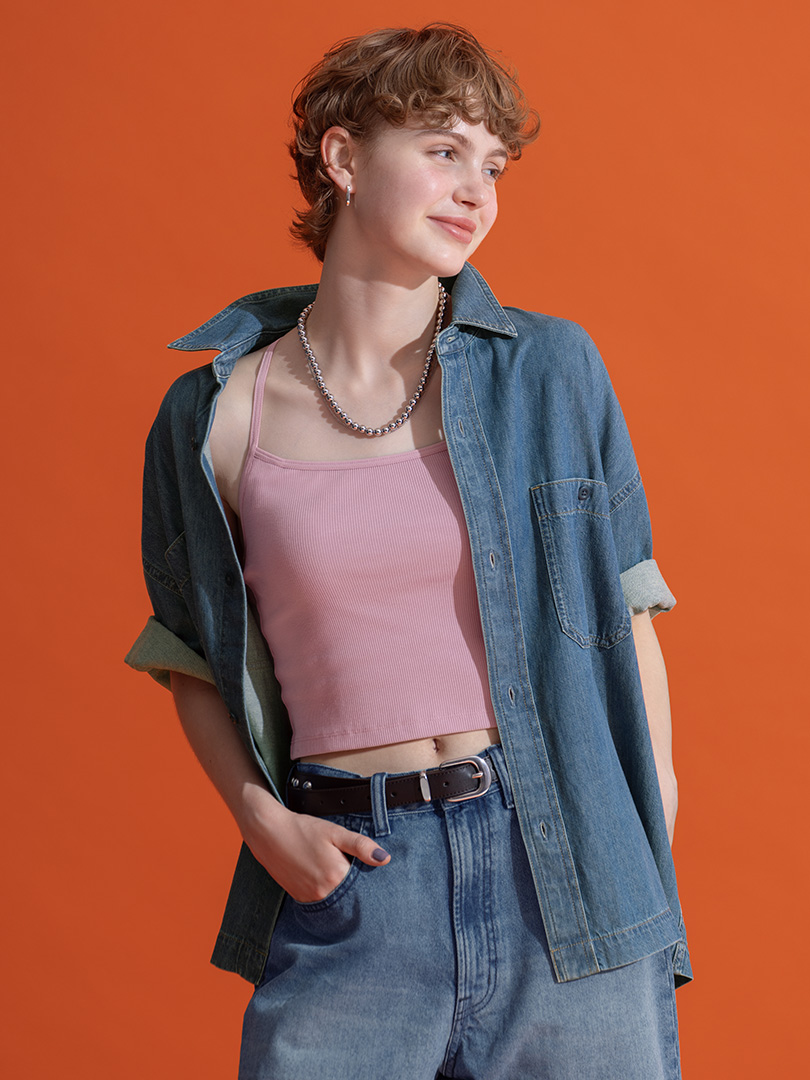 Shop looks for「Denim Boxy Work Shirt | Halfslv、Jorts」| GU US