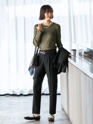 藏〈3枚組〉 GU公式 | リブニットボタンスリーブプルオーバーZ