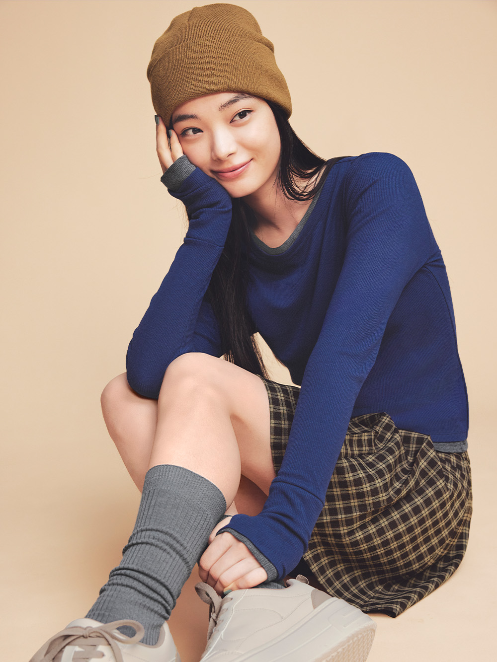 パフニットボーダーポロシャツ、ウォームリブクルーネックT(12分袖