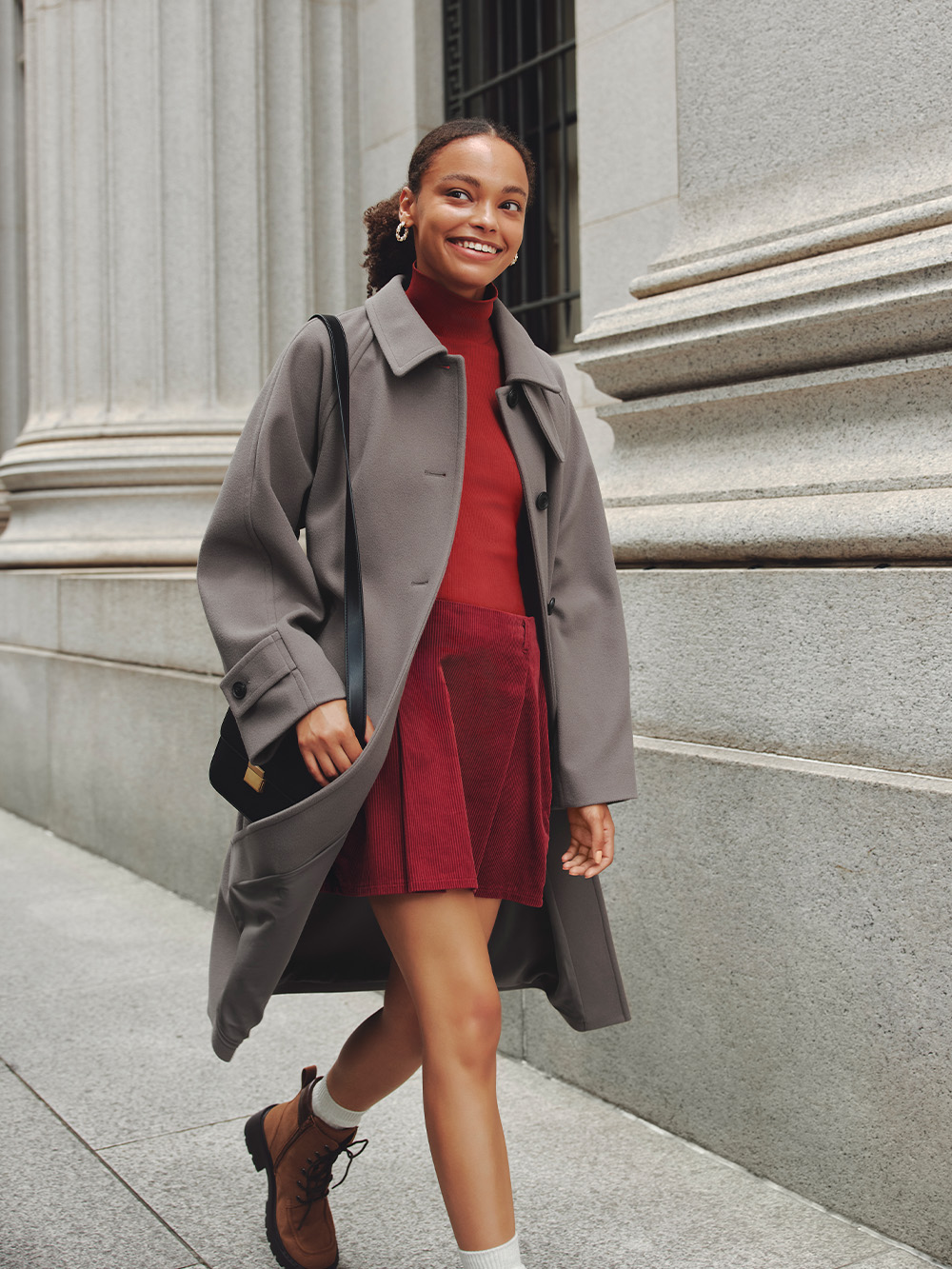 Shop looks for「COZY MELTON Balmacaan Coat、Dry Wide T-Shirt