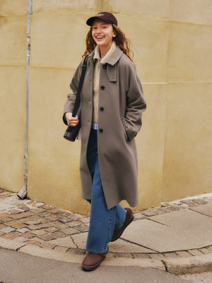 COZY MELTON Balmacaan Coat | GU US