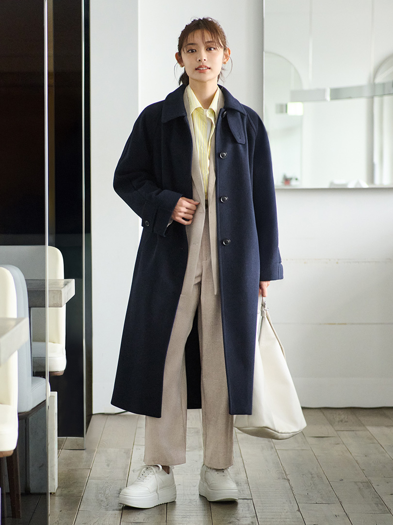 Shop looks for「COZY MELTON Balmacaan Coat、Dry Wide T-Shirt
