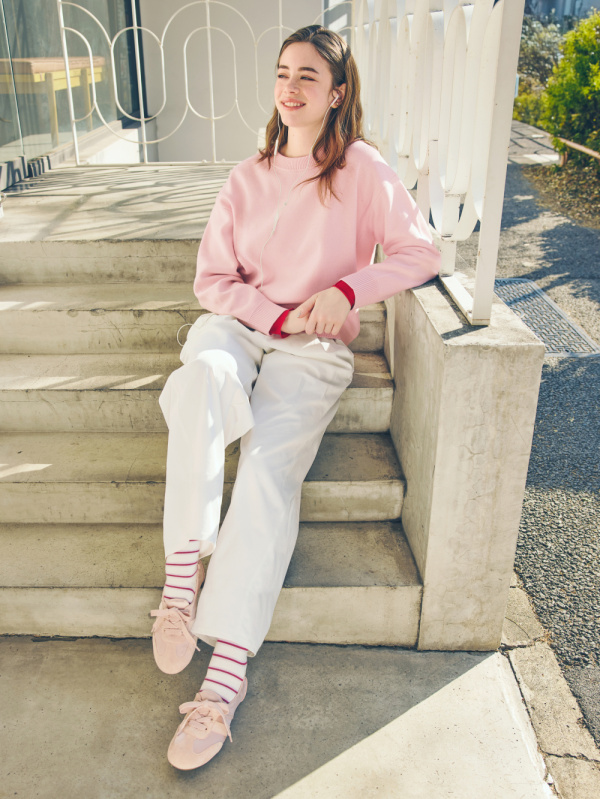 An outfit using Sweat Look T-Shirt | HalfSlv and Side Pleated