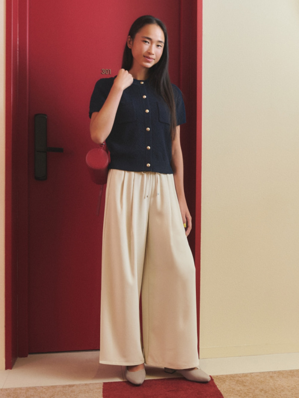 An outfit using Sweat Look T-Shirt | HalfSlv and Side Pleated
