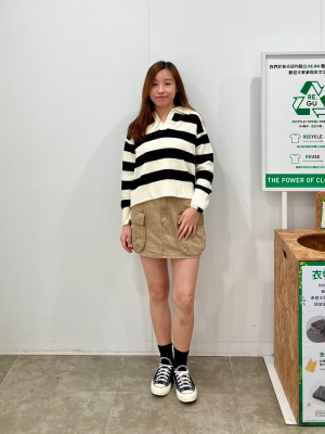 GU公式 | パフィータッチスキッパーボーダーセーター