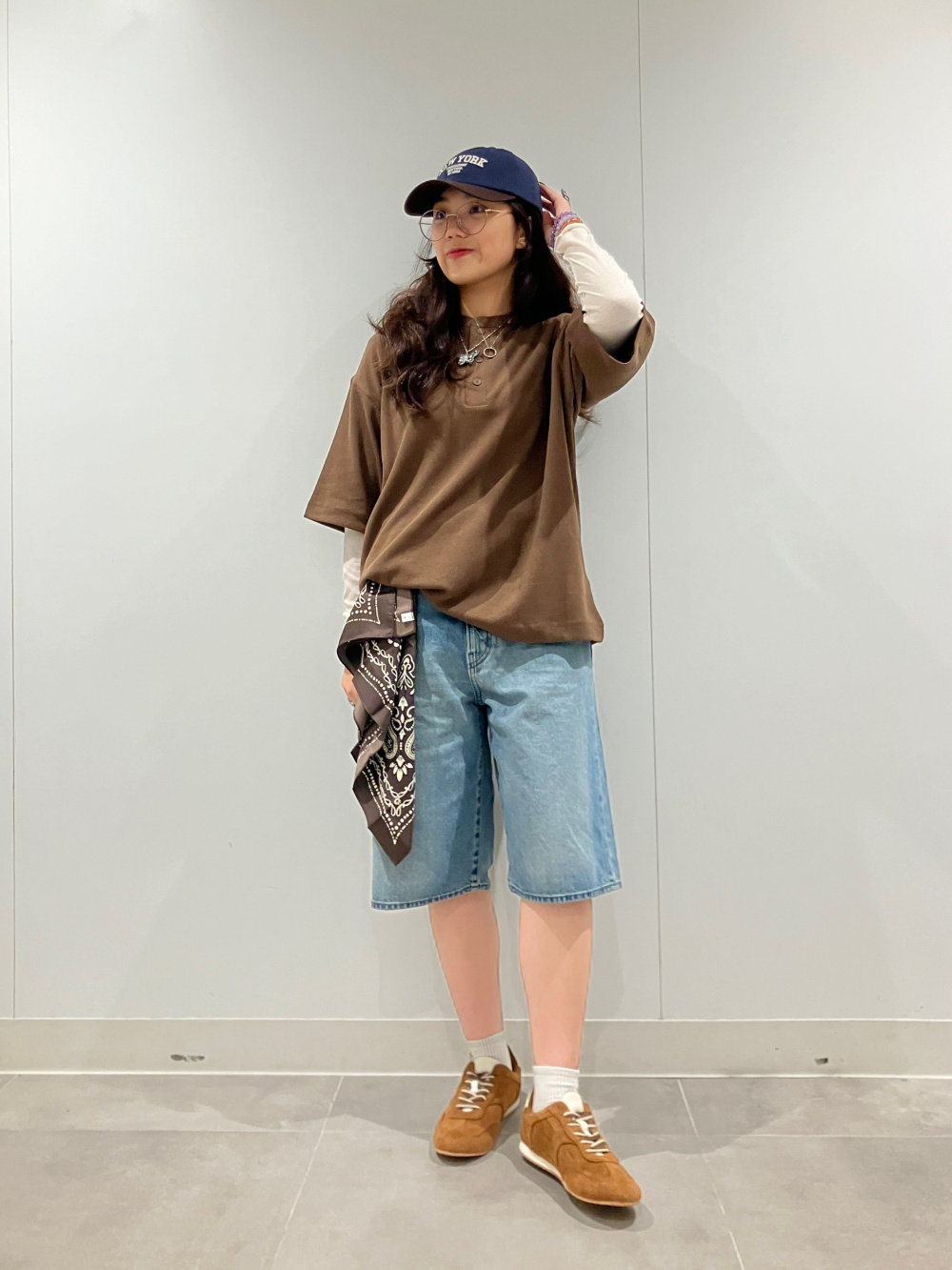 Painter Knee Length Shorts、Boxy Henley Neck T-Shirt/HalfSlv」| GU