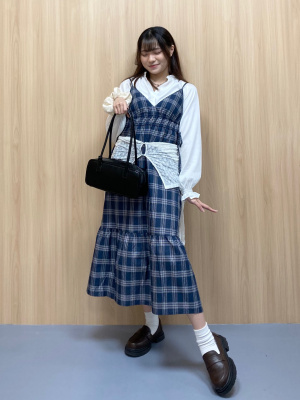 GU公式 | チェックキャミソールワンピース(丈標準117.0～126.0cm)