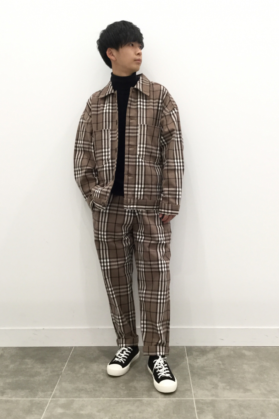 GU セットアップ フランネルシェフ ジャケット パンツ コーディネート