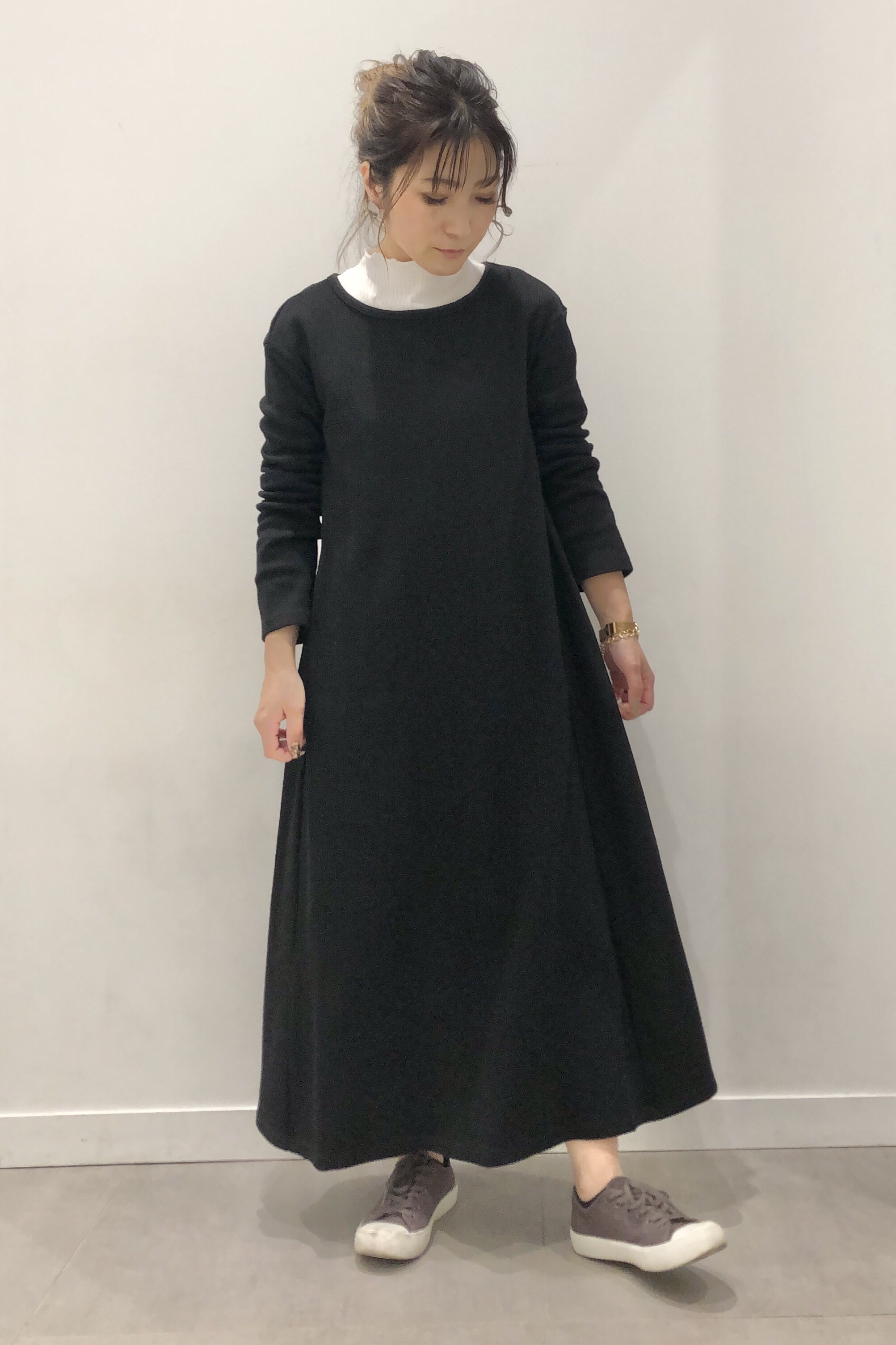 リブaラインワンピース 長袖 とリブメローコンパクトt 長袖 のコーデ Gu公式 Styling Book