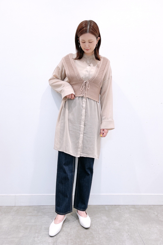 LOHEN シアーバンドカラーロングシャツ lohen シアーバンドカラーロングシャツ ホワイト お気に入り数2万突破