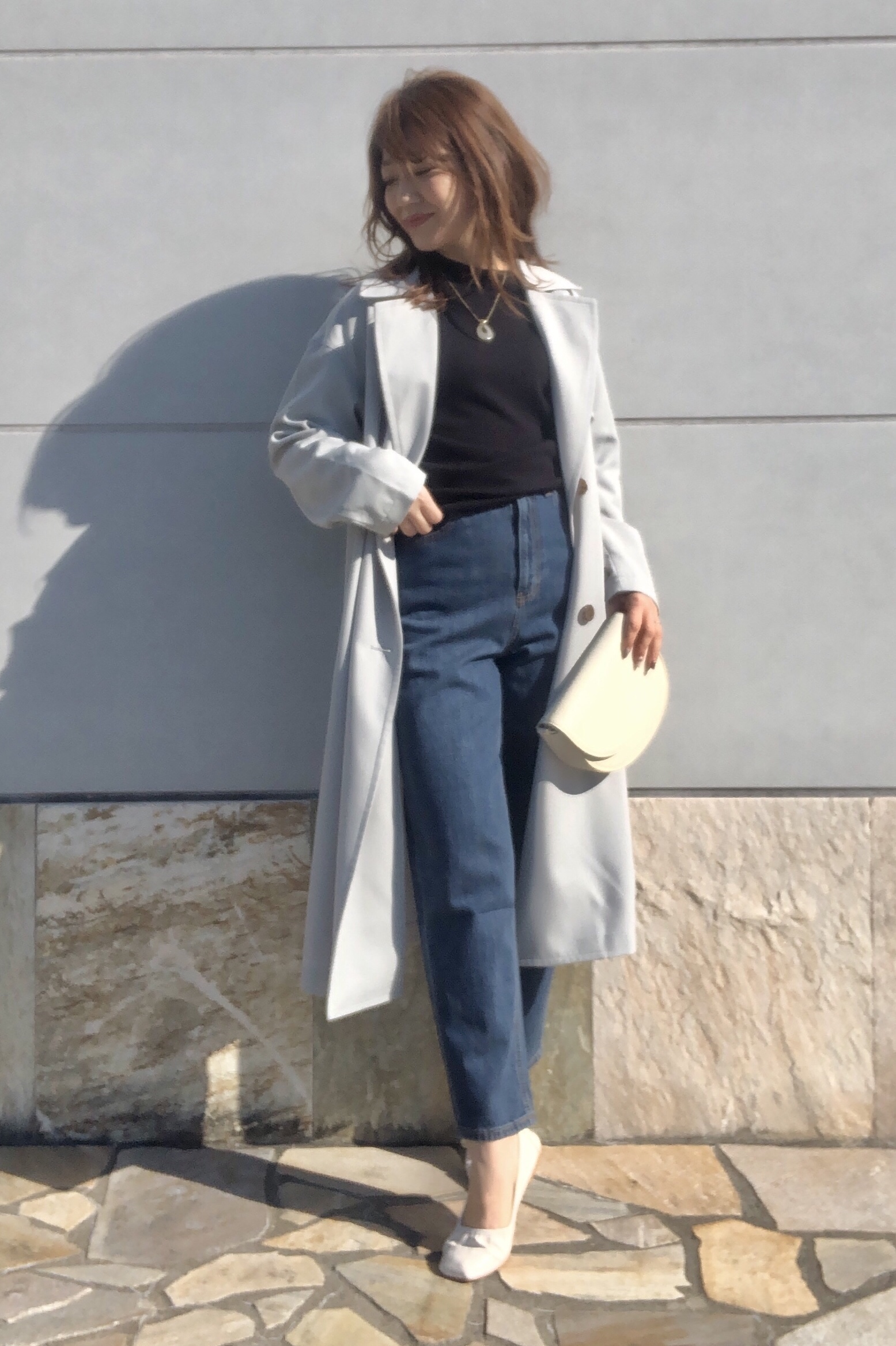 オーバーサイズトレンチコートzとプリーツスリーブセーター 7分袖 Zのコーデ Gu公式 Styling Book