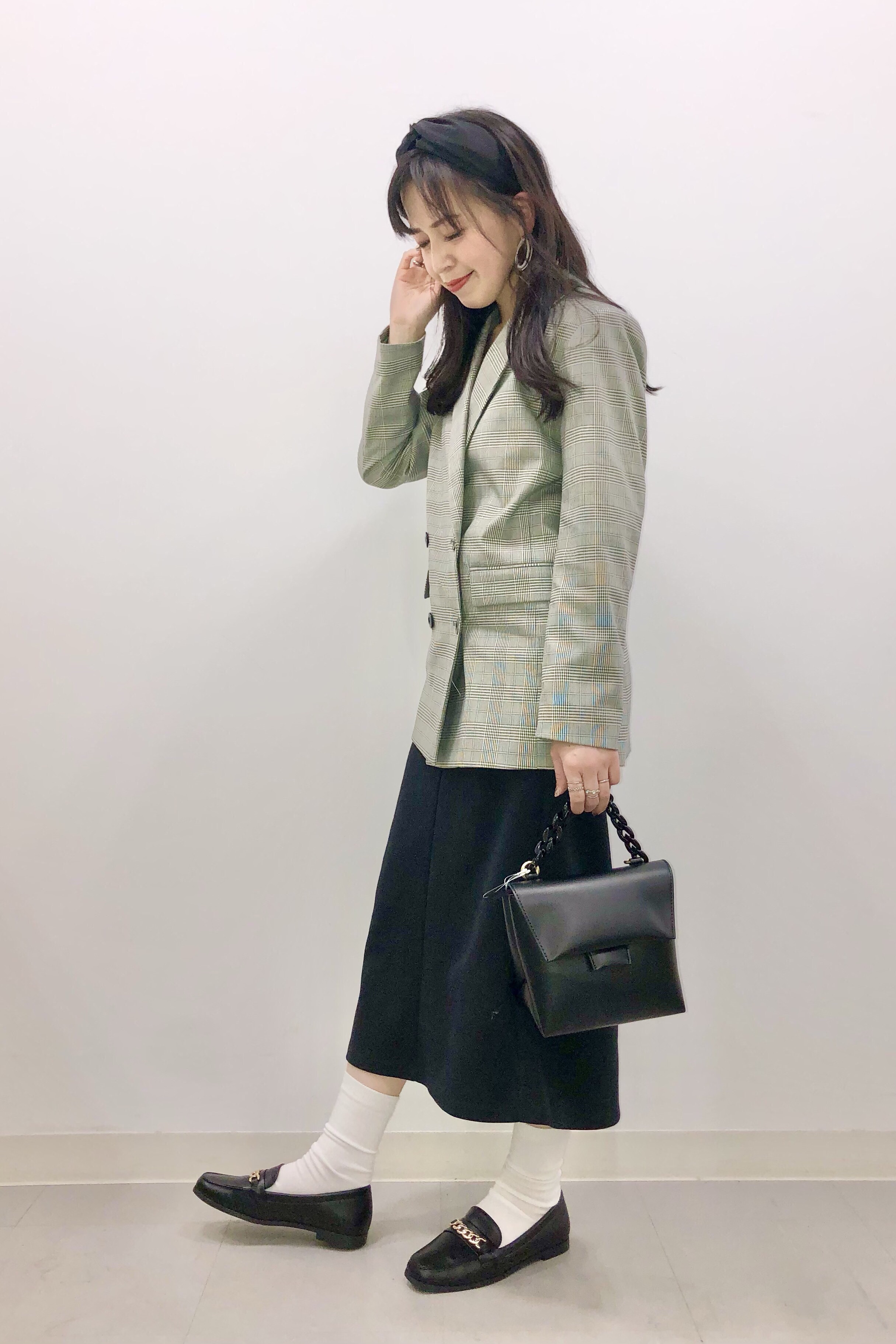 リブ2wayタンクトップとチェックダブルブレストジャケットosq Eのコーデ Gu公式 Styling Book