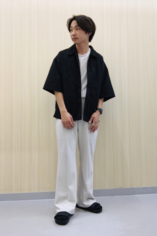 シェフシャツ(5分袖)(セットアップ可能)（メンズ）の着用