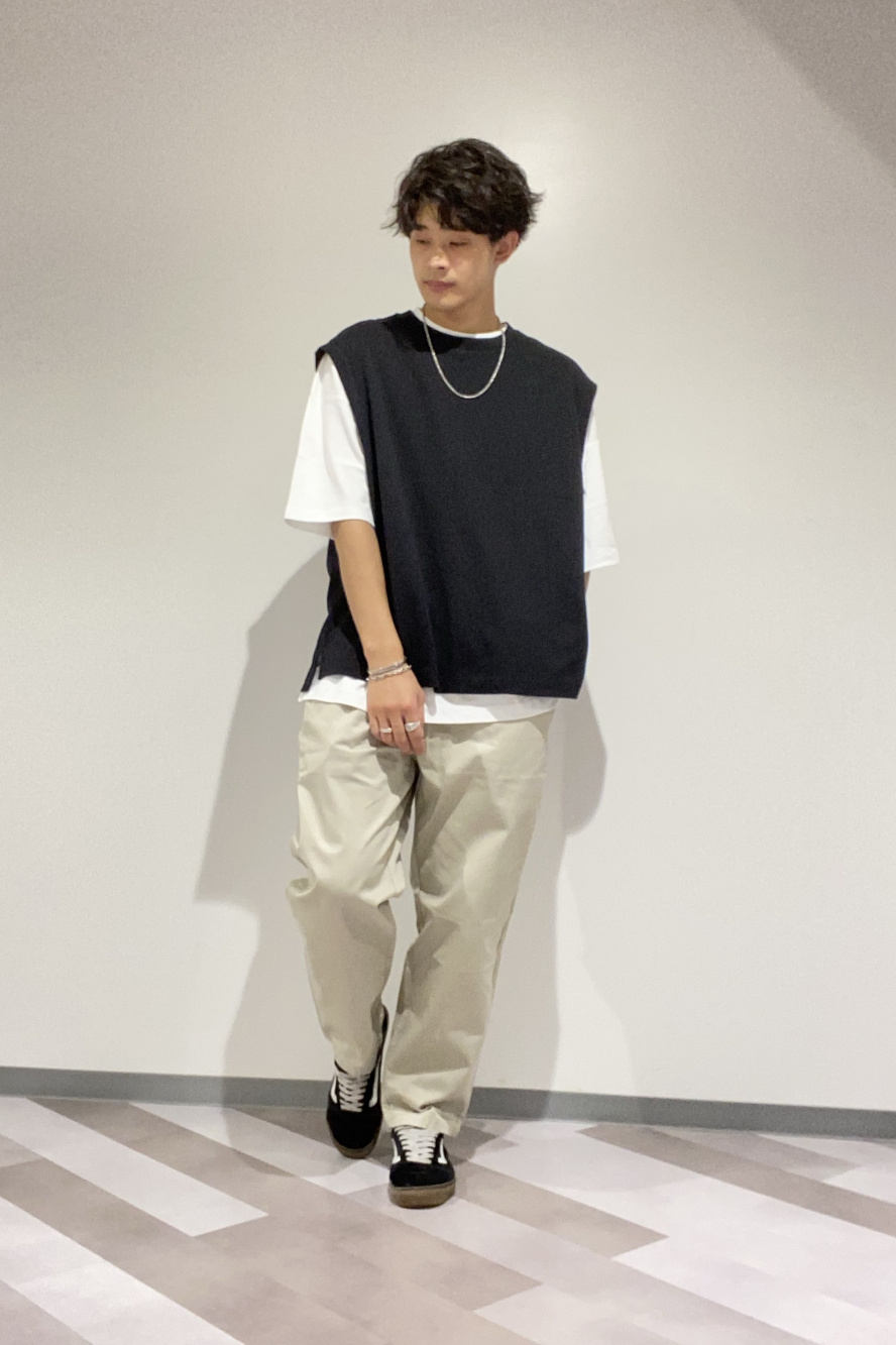 ルーズフィットT(5分袖)、シェフパンツ(セットアップ可能)」の