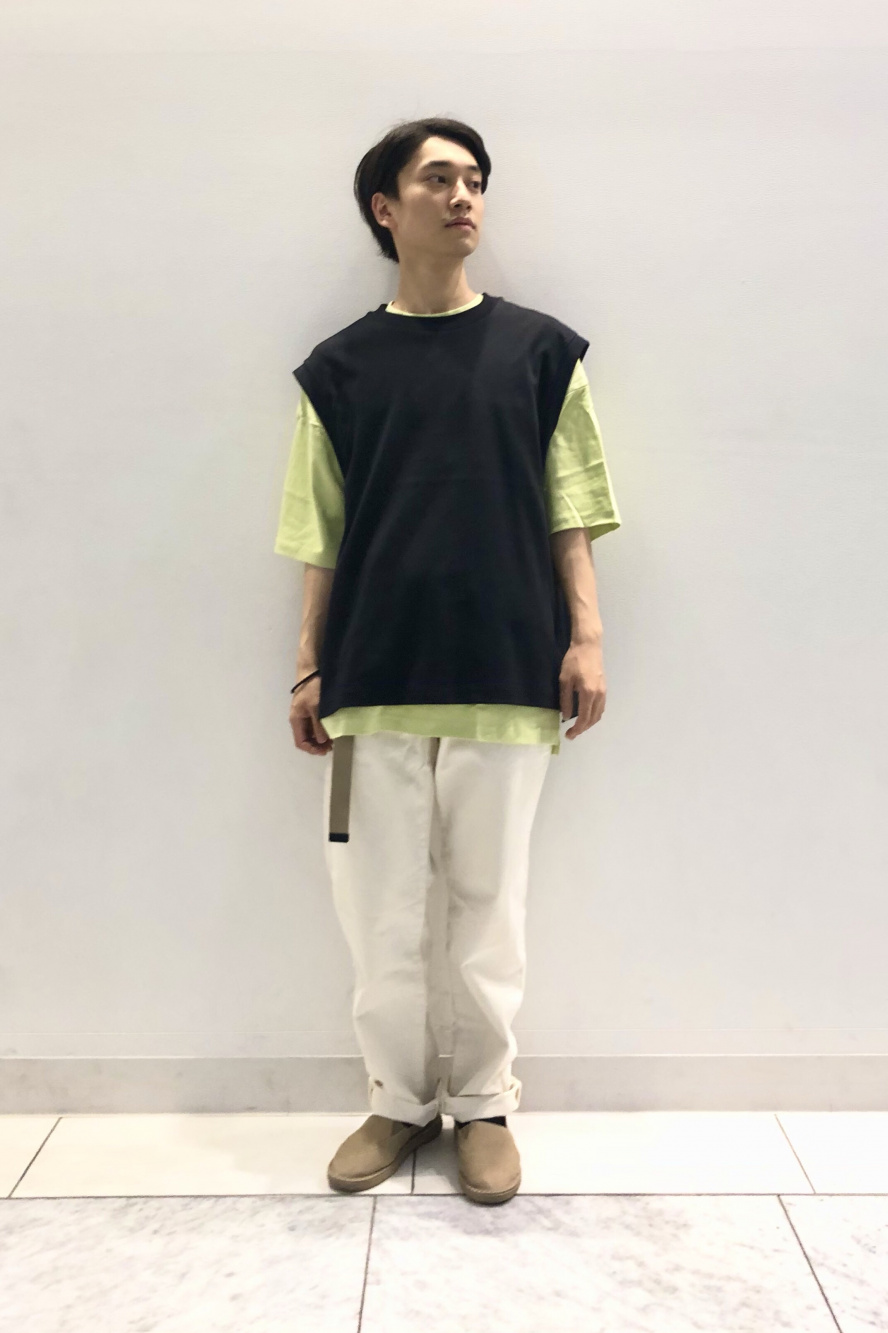 セットアップ トップス パンツ ルーズフィット カジュアル ルーズフィットT(5分袖)、シェフパンツ(セットアップ可能)」の