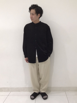 GU公式 | コーデュロイリラックスフィットバンドカラーシャツ(長袖