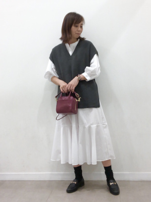 GU公式 | バンドカラーシャツワンピース(7分袖)