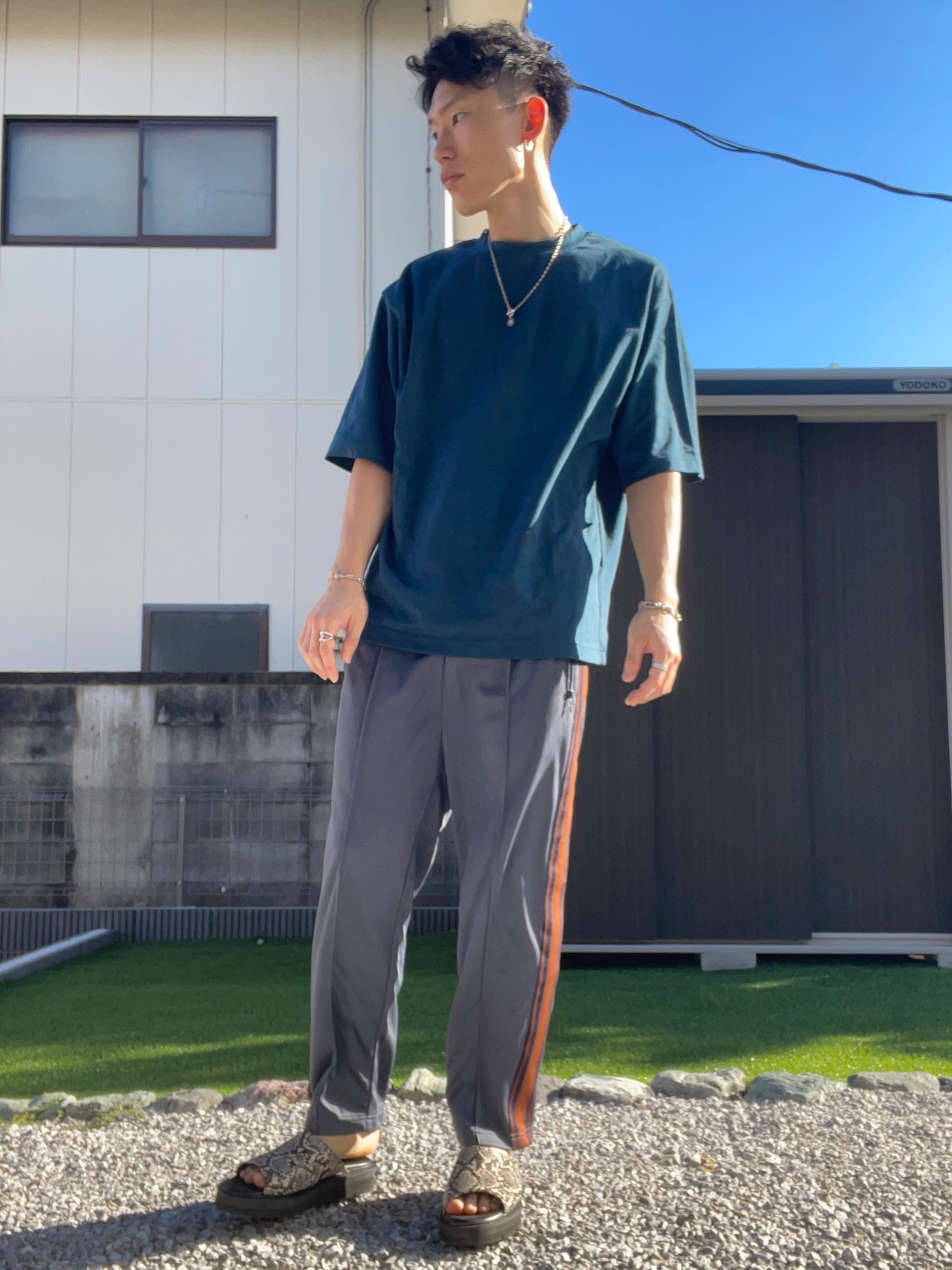 新品未使用 needles トラックパンツ ナロー ブラック ターコイズ