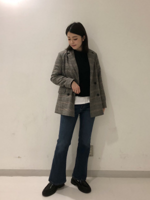 あたご70本 GU公式 | ダブルブレストテーラードジャケット(チェック)(セットアップ