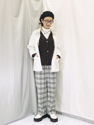 GU公式 | チェックイージーワイドパンツOSQ+X