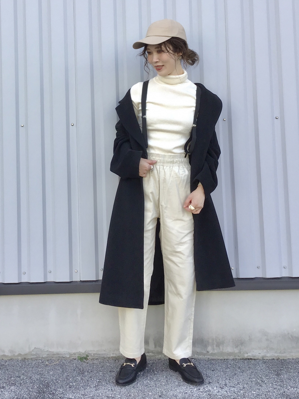 コーデュロイシェフパンツ(セットアップ可能)」の着用
