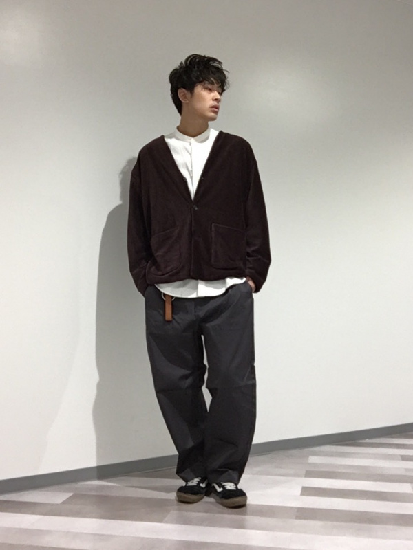 フランネルリラックスフィットバンドカラーシャツ(長袖)（メンズ）の