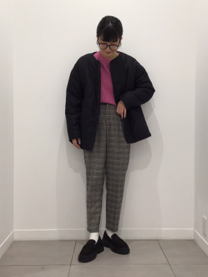 とん一枚 GU公式 | 起毛タックテーパードパンツ(チェック)2