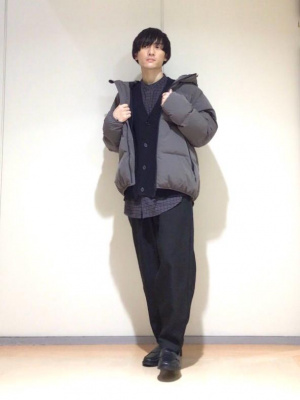 GU公式 | フランネルリラックスフィットバンドカラーシャツ(長袖)チェック