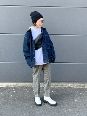 GU公式 | 起毛タックテーパードパンツ(チェック)2