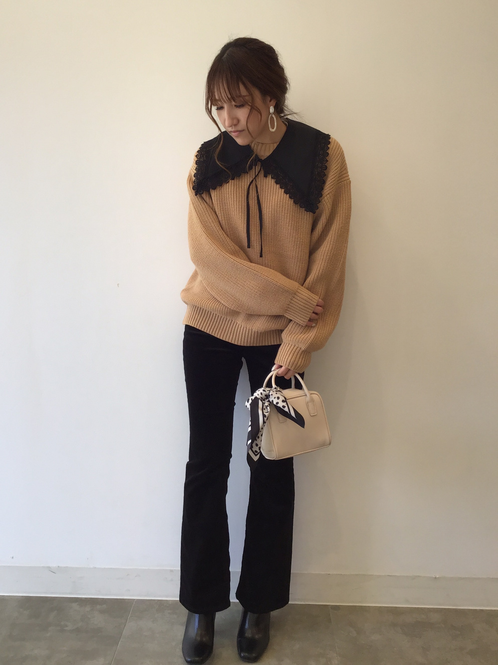 コーデュロイフレアパンツRS(丈標準72～76cm)」の着用
