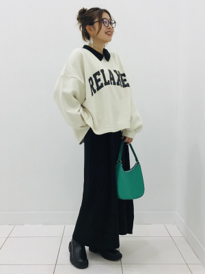   Jeans コットン リブ ポロ ロング ワンピ 送関込 GU公式 | リブニットポロワンピース(長袖)Q