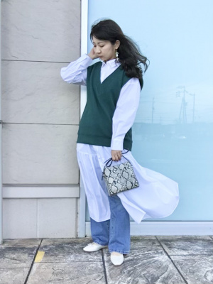 A商品②・③ GU公式 | ギャザー切り替えシャツワンピース(長袖)