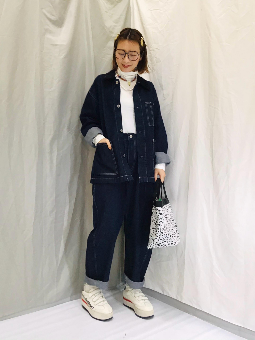 カバーオールジャケット(セットアップ可能)、カラーカーブタックパンツ