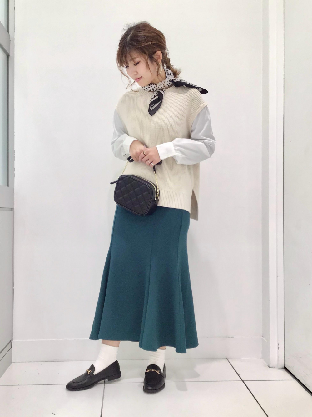 リブタートルネックセーター(長袖)、カットソーマーメイドロング