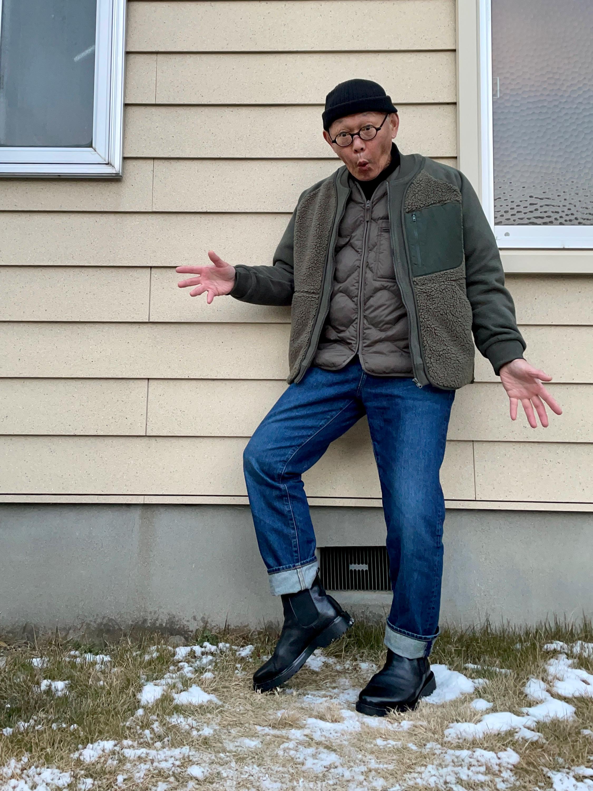 ビーニーとリアルレザーサイドゴアブーツのコーデ Gu公式 Styling Book