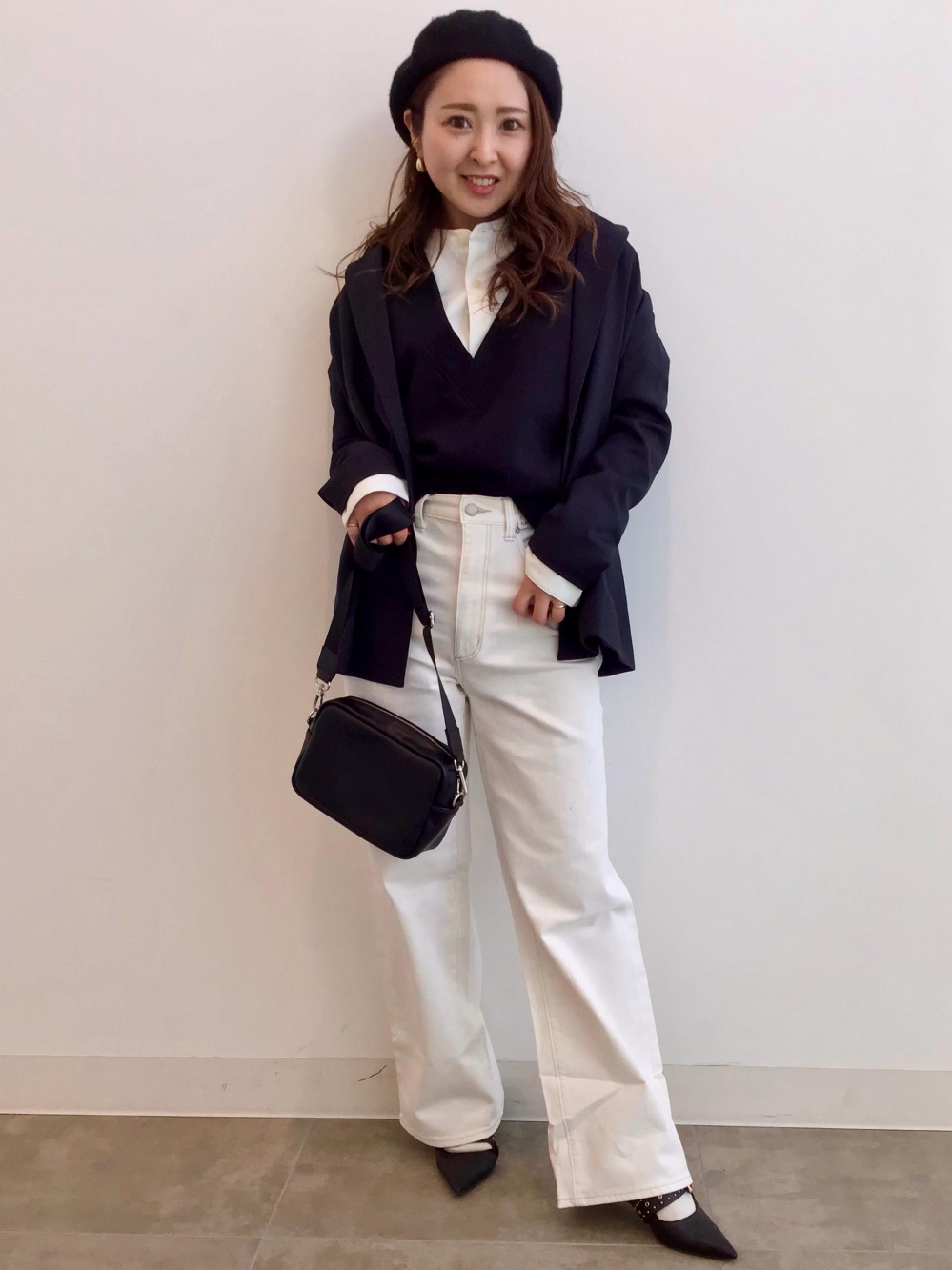 ダブルブレストテーラードジャケット(セットアップ可能)」の着用