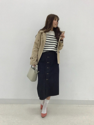 GU公式 | コットンブレンドワッフルボーダーセーター(長袖)