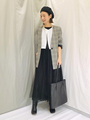 GU公式 | チェックノーカラージャケットRS+E