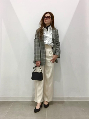 GU公式 | チェックノーカラージャケットRS+E