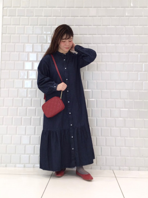 ピリ  15点セット GU公式 | デニムギャザー切り替えワンピース(長袖)RS+E