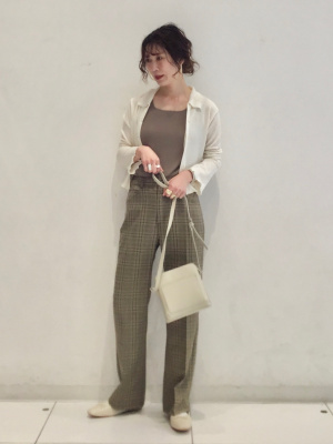 写真確認用 GU公式 | センタープレスチェックストレートパンツ(レディース