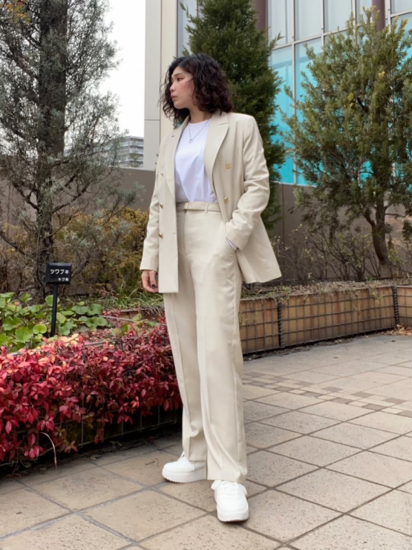 かえでページ ベルテッドスリットストレートパンツZ+E(セットアップ可能